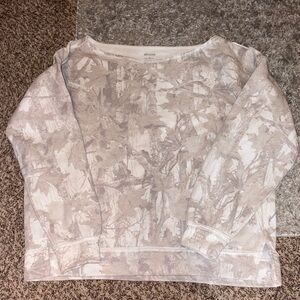 Hollister Beige Camo Print Off-the-Shoulder Sweatshirt